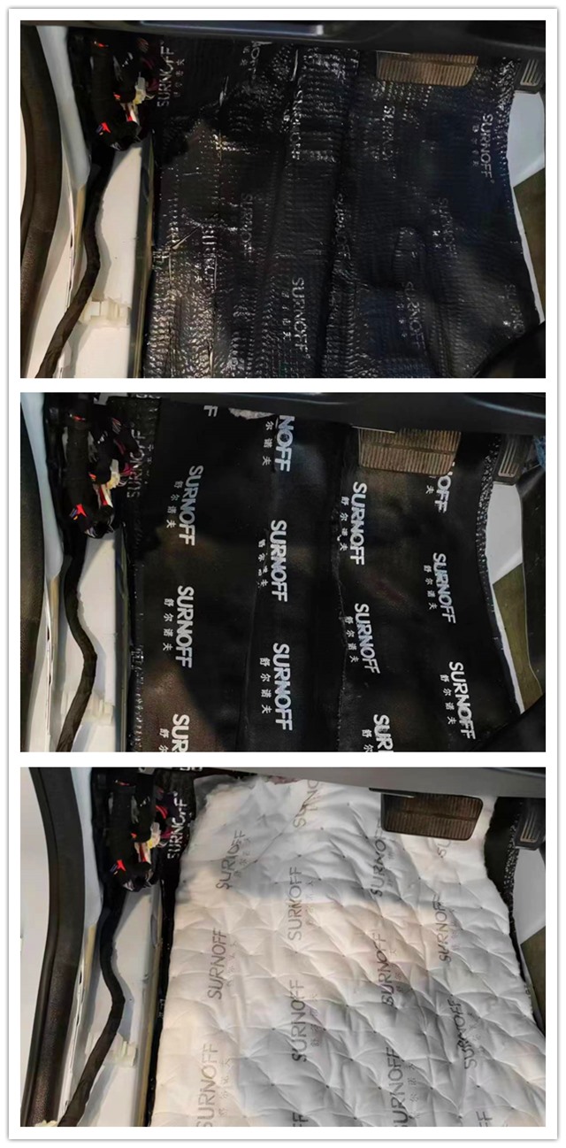 3.前脚踏位使用SU300减震胶、S0450T隔音垫、SR100白棉进行隔音.jpg